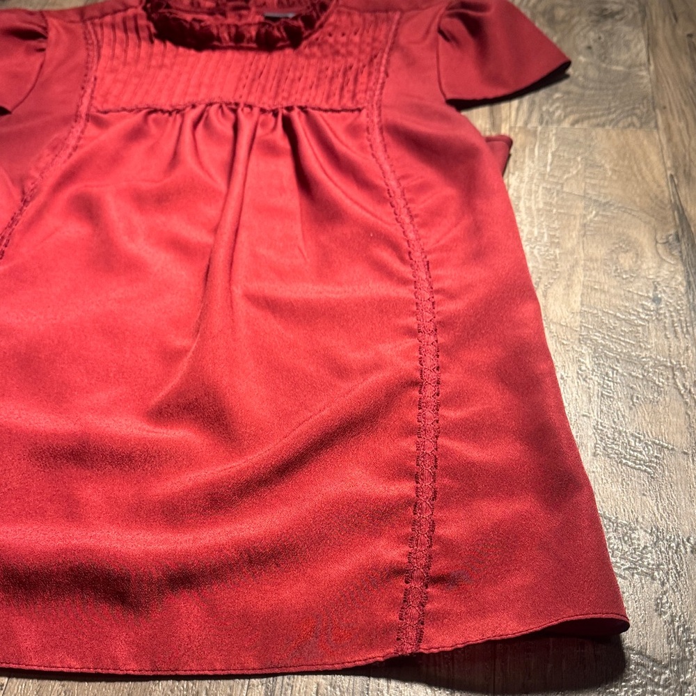 Modcloth Red Ruffled Blouse - Size S - Picture 4 of 11